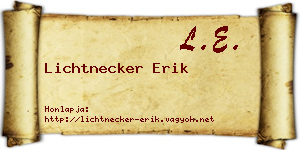 Lichtnecker Erik névjegykártya